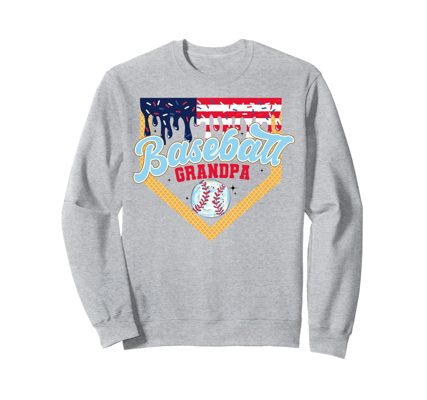Baseball Grandpa Ice Cream Drip Sweatshirt - Minimalist Print Unisex - T-Shirt, Sweatshirt, Hoodie