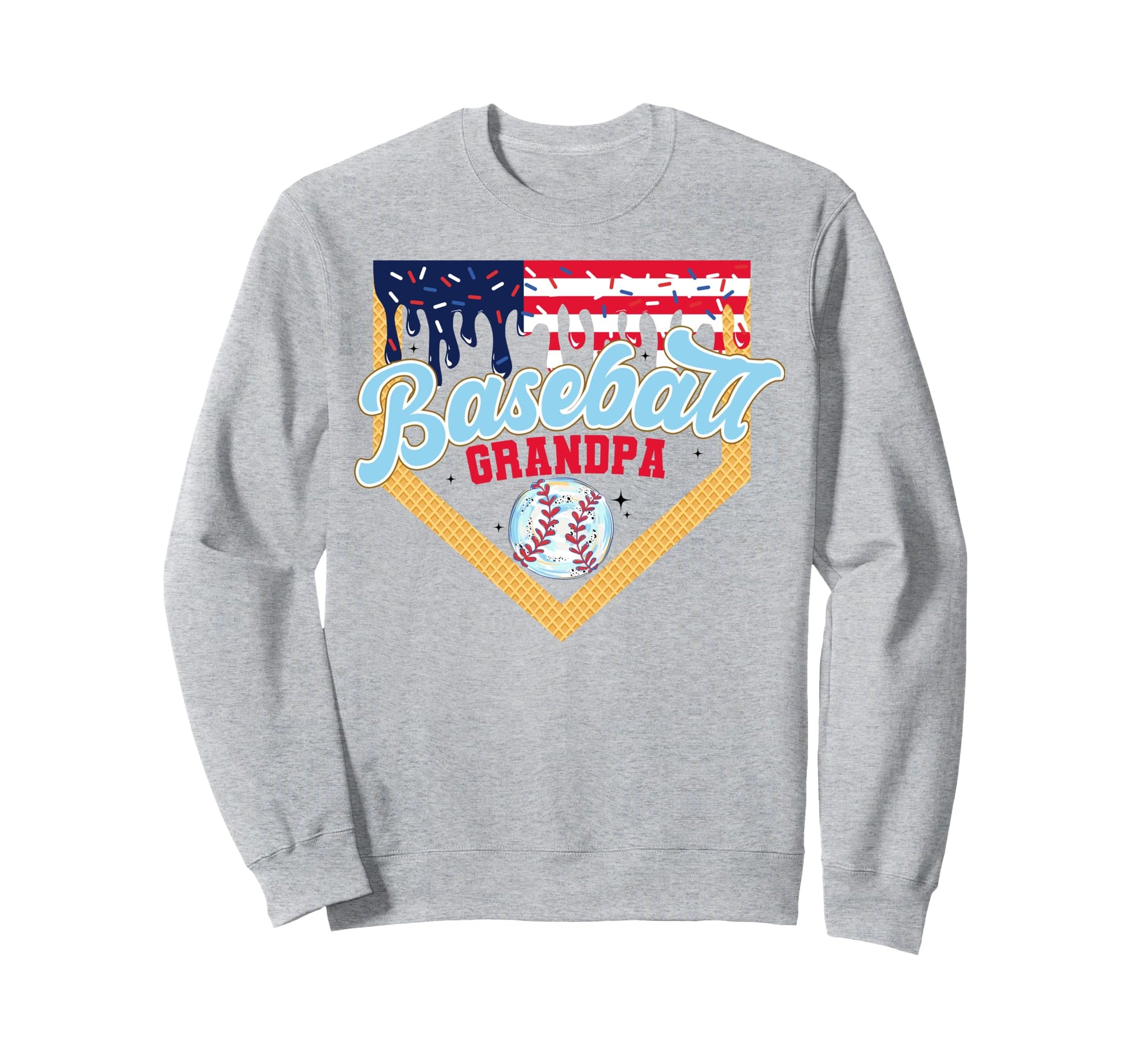 Baseball Grandpa Ice Cream Drip Sweatshirt - Minimalist Print Unisex - T-Shirt, Sweatshirt, Hoodie