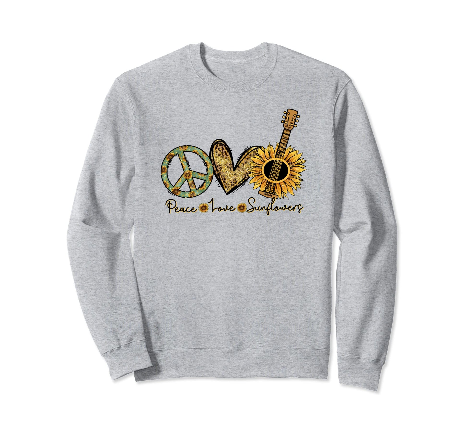 Peace Love Sunflowers Sweatshirt - Minimalist Print for Adults - T-Shirt, Sweatshirt, Hoodie