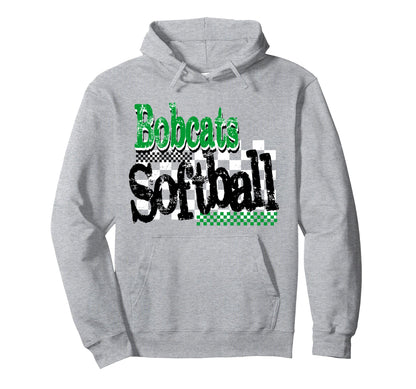 Bobcats Softball Mom Checkered Game Day Hoodie - Aesthetic Graphic Unisex - T-Shirt, Sweatshirt, Hoodie