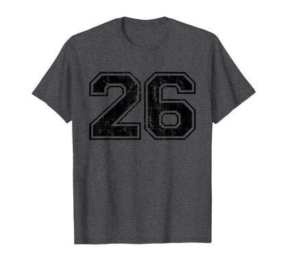 Number 26 Varsity Distressed Sport T-Shirt - Fun Novelty Design Men Women - T-Shirt, Sweatshirt, Hoodie