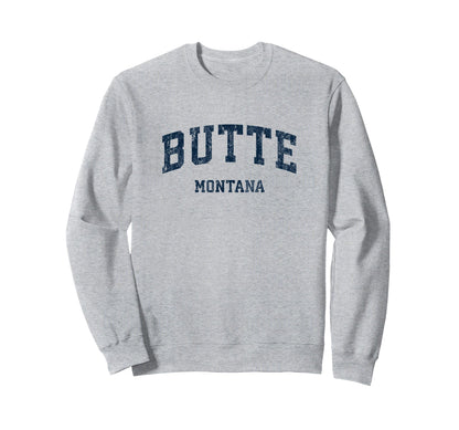 Butte Montana Mt Varsity Sports Navy Sweatshirt - Custom Art Print Unisex - T-Shirt, Sweatshirt, Hoodie