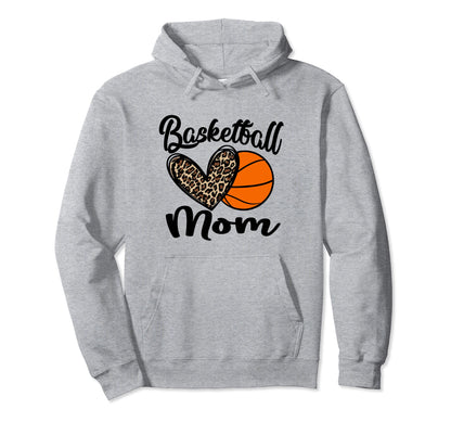 Basketball Mom Leopard Heart Hoodie - Casual Everyday Wear Unisex - T-Shirt, Sweatshirt, Hoodie