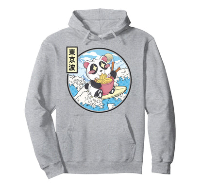 Panda Bear Ramen Japanese Wave Hoodie - Streetwear Style Men Women - T-Shirt, Sweatshirt, Hoodie