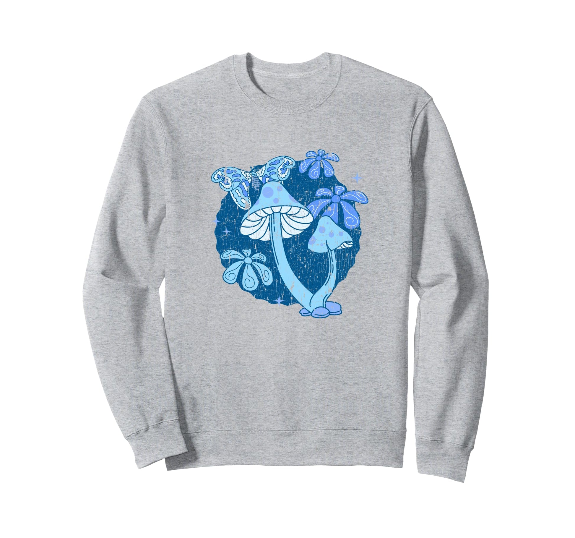 Mushroom Lover Groovy Boho Blue Hippie Sweatshirt - Minimalist Print Unisex - T-Shirt, Sweatshirt, Hoodie