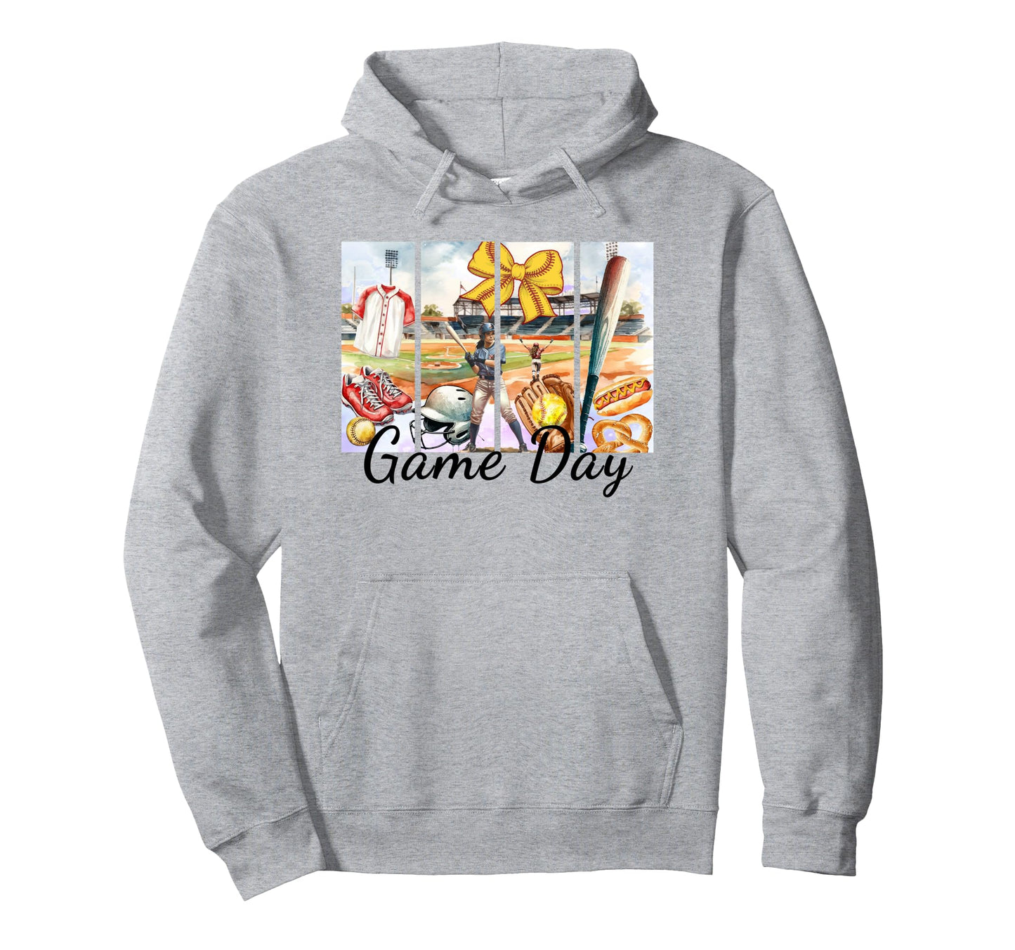 Softball Watercolor Game Day Softball Hoodie - Casual Everyday Wear Unisex - T-Shirt, Sweatshirt, Hoodie