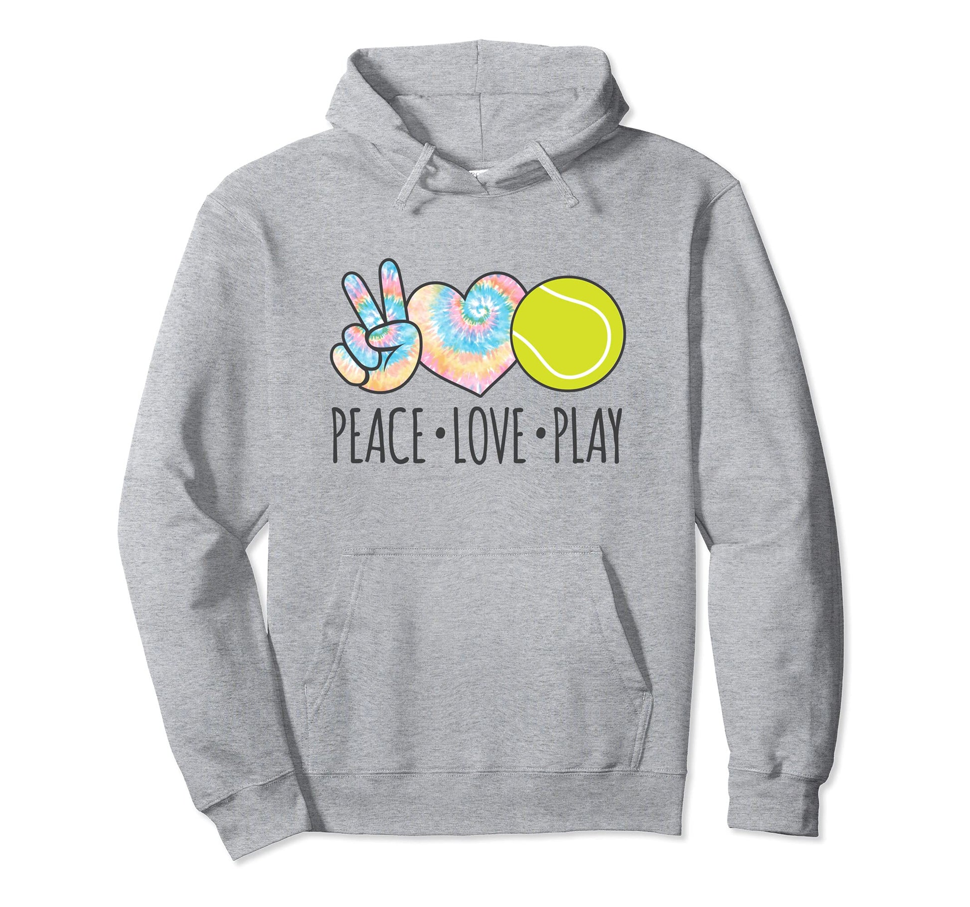 Tie Dye Tennis Teen Peace Love Play Hoodie - Casual Everyday Wear Men Women - T-Shirt, Sweatshirt, Hoodie