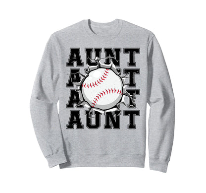 Baseball Aunt Cracked Wall Family Sweatshirt - Unique Graphic for Adults - T-Shirt, Sweatshirt, Hoodie