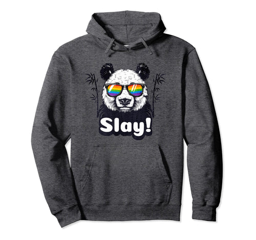 Slay Panda Rainbow Sunglasses Viral Hoodie - Minimalist Print for Adults - T-Shirt, Sweatshirt, Hoodie
