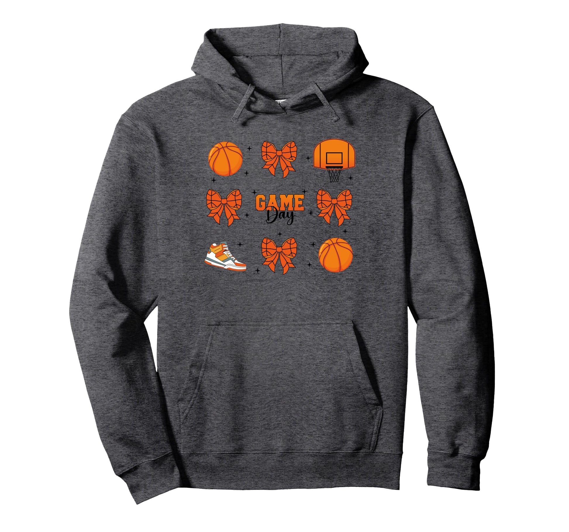 Coquette Basketball Bow Game Day Cheer Hoodie - Novelty Apparel Unisex - T-Shirt, Sweatshirt, Hoodie