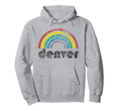 Denver Colorado Rainbow 70S 80S Gift Hoodie - Custom Art Print Unisex - T-Shirt, Sweatshirt, Hoodie