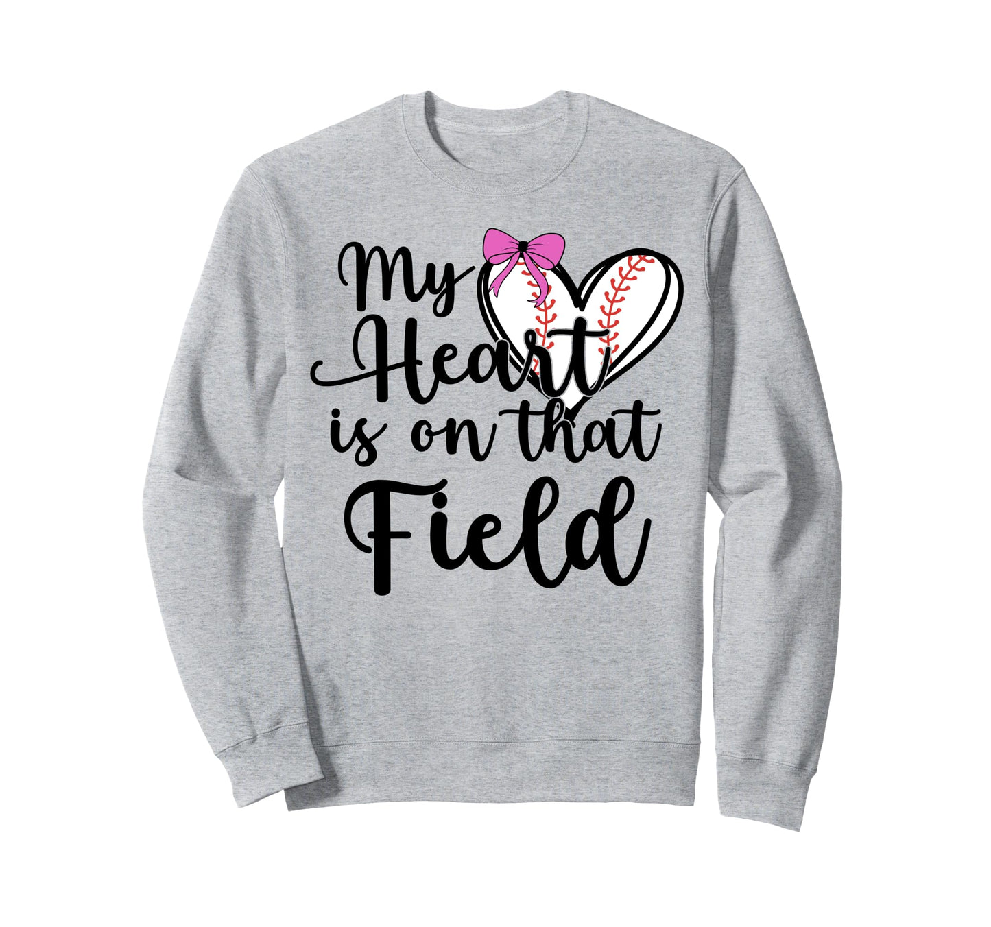 Baseball Mom Coquette Bow My Heart Sweatshirt - Trendy Graphic Men Women - T-Shirt, Sweatshirt, Hoodie