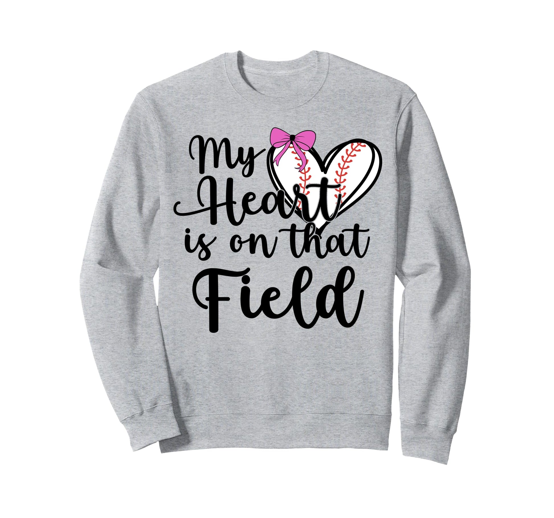 Baseball Mom Coquette Bow My Heart Sweatshirt - Trendy Graphic Men Women - T-Shirt, Sweatshirt, Hoodie