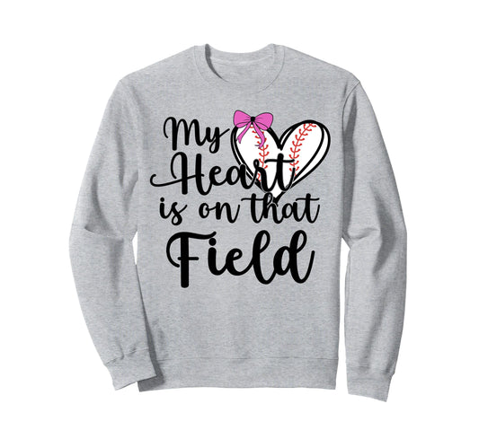 Baseball Mom Coquette Bow My Heart Sweatshirt - Trendy Graphic Men Women - T-Shirt, Sweatshirt, Hoodie