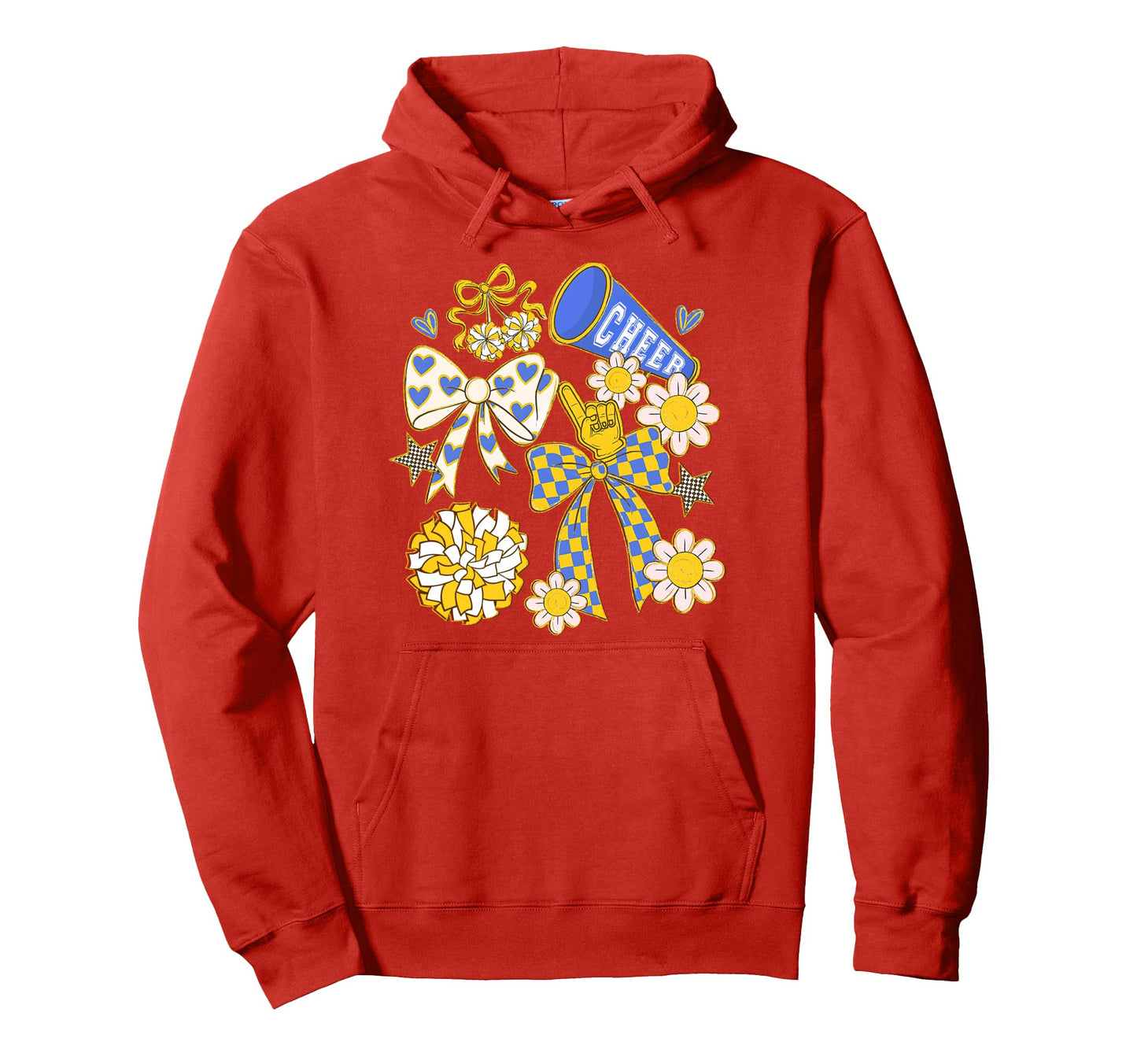 Blue Gold Cheer Football Game Day Hoodie - Streetwear Style Men Women - T-Shirt, Sweatshirt, Hoodie