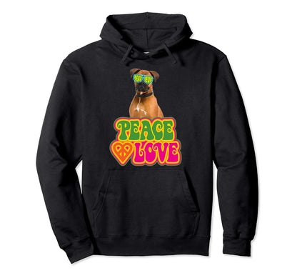 Peace Heart Love Dog Boxer Hoodie - Casual Everyday Wear Unisex - T-Shirt, Sweatshirt, Hoodie