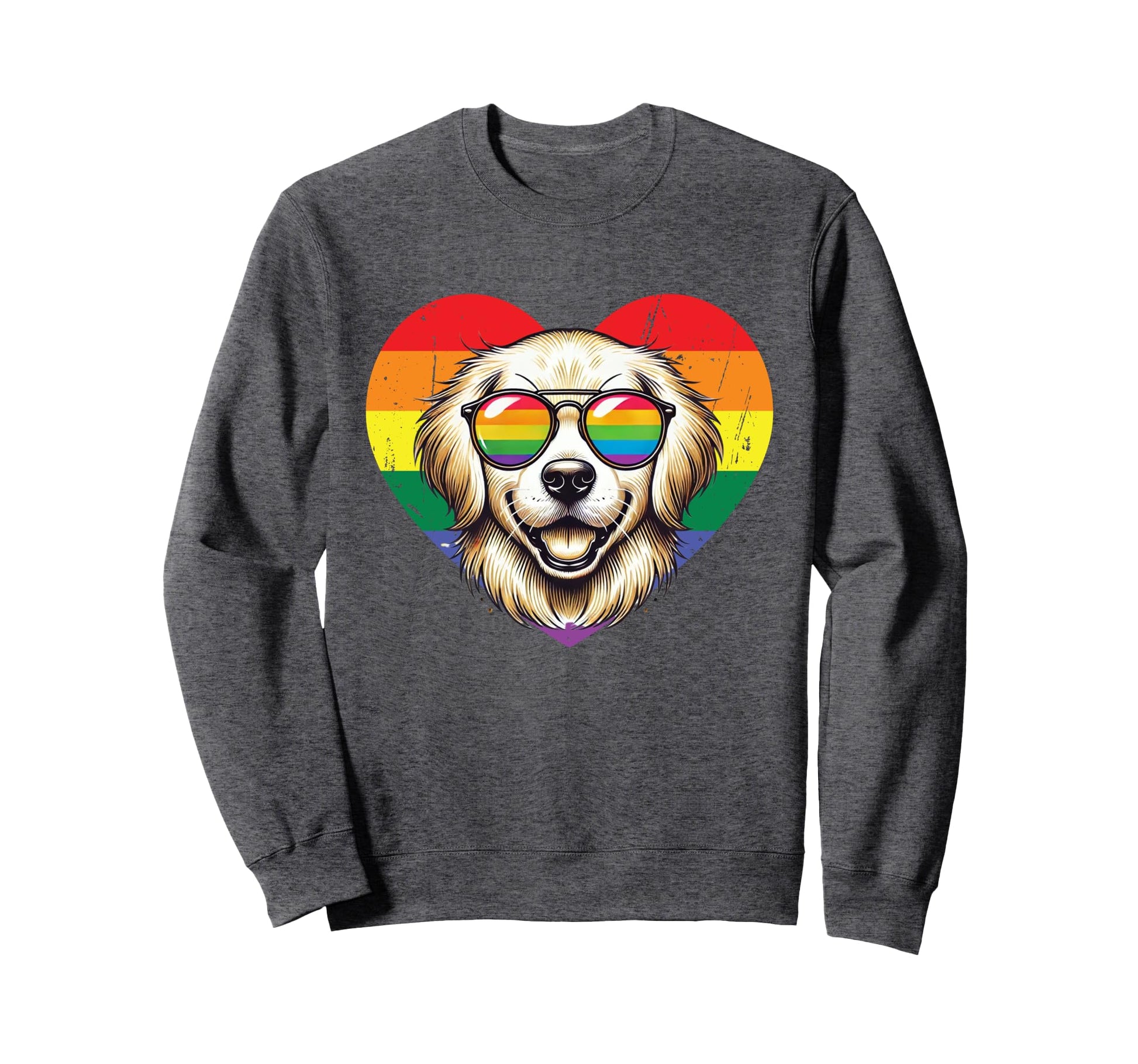 Rainbow Love Heart Dog Pride Lgbt Sweatshirt - Streetwear Style for Adults - T-Shirt, Sweatshirt, Hoodie