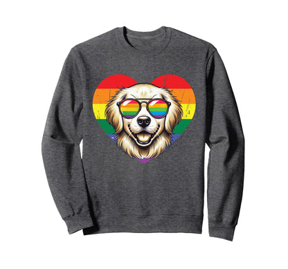 Rainbow Love Heart Dog Pride Lgbt Sweatshirt - Streetwear Style for Adults - T-Shirt, Sweatshirt, Hoodie