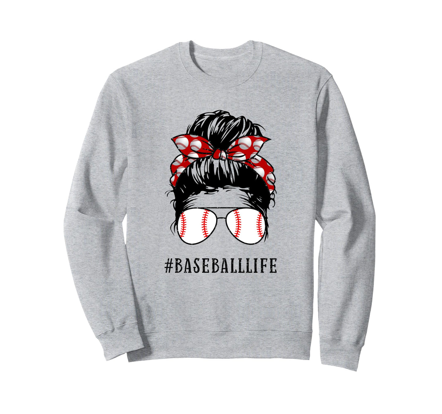Mom Messy Hair Bun Aviators Glasses Sweatshirt - Novelty Apparel Men Women - T-Shirt, Sweatshirt, Hoodie