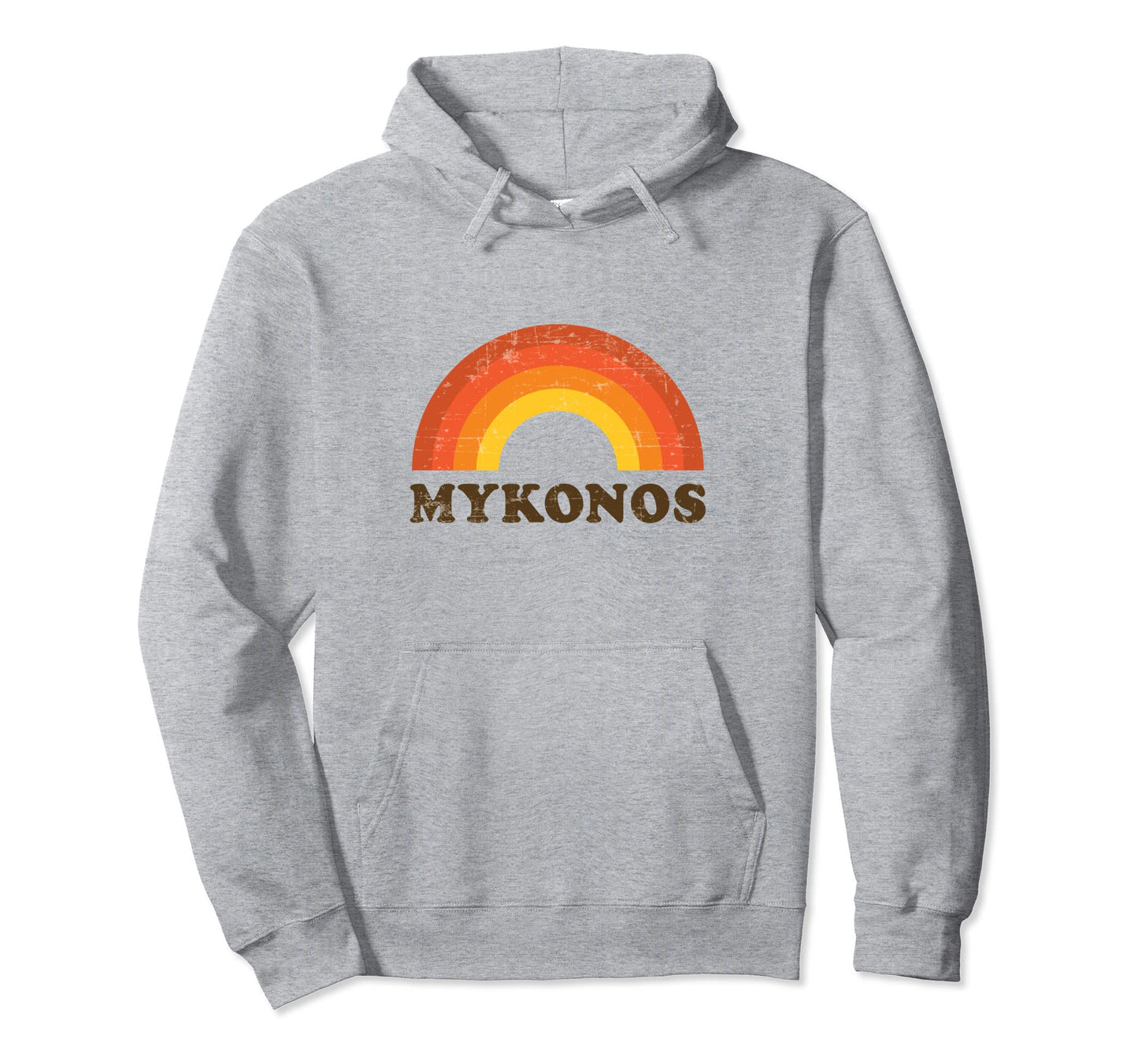 Mykonos Rainbow Greece Souvenir 60S Hoodie - Trendy Graphic Men Women - T-Shirt, Sweatshirt, Hoodie