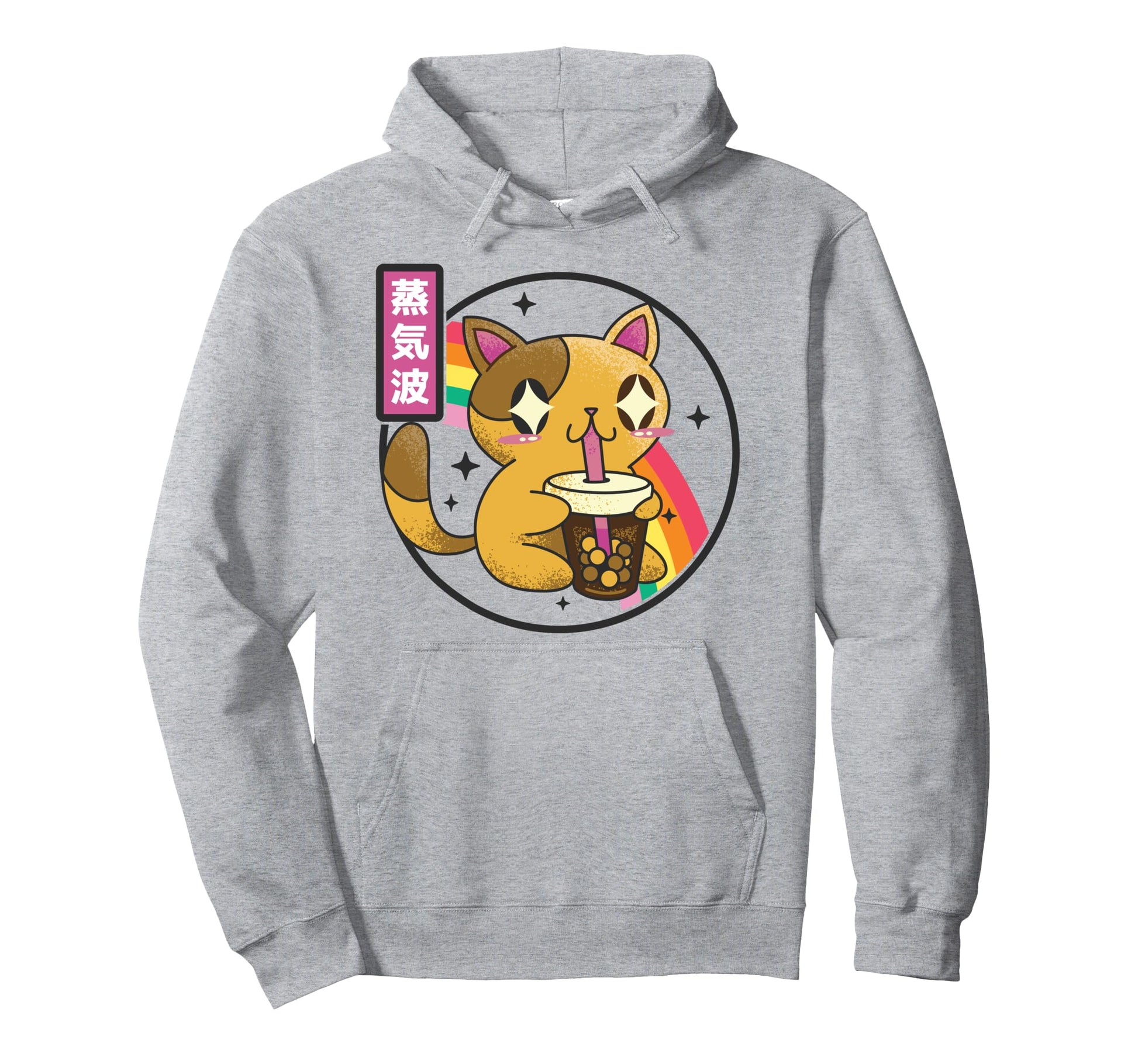 Cat Drinking Bubble Tea Kawaii Hoodie - Fun Novelty Design Men Women - T-Shirt, Sweatshirt, Hoodie