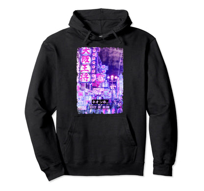 Vaporwave Japan Street Tokyo Rush City Hoodie - Graphic Print Men Women - T-Shirt, Sweatshirt, Hoodie