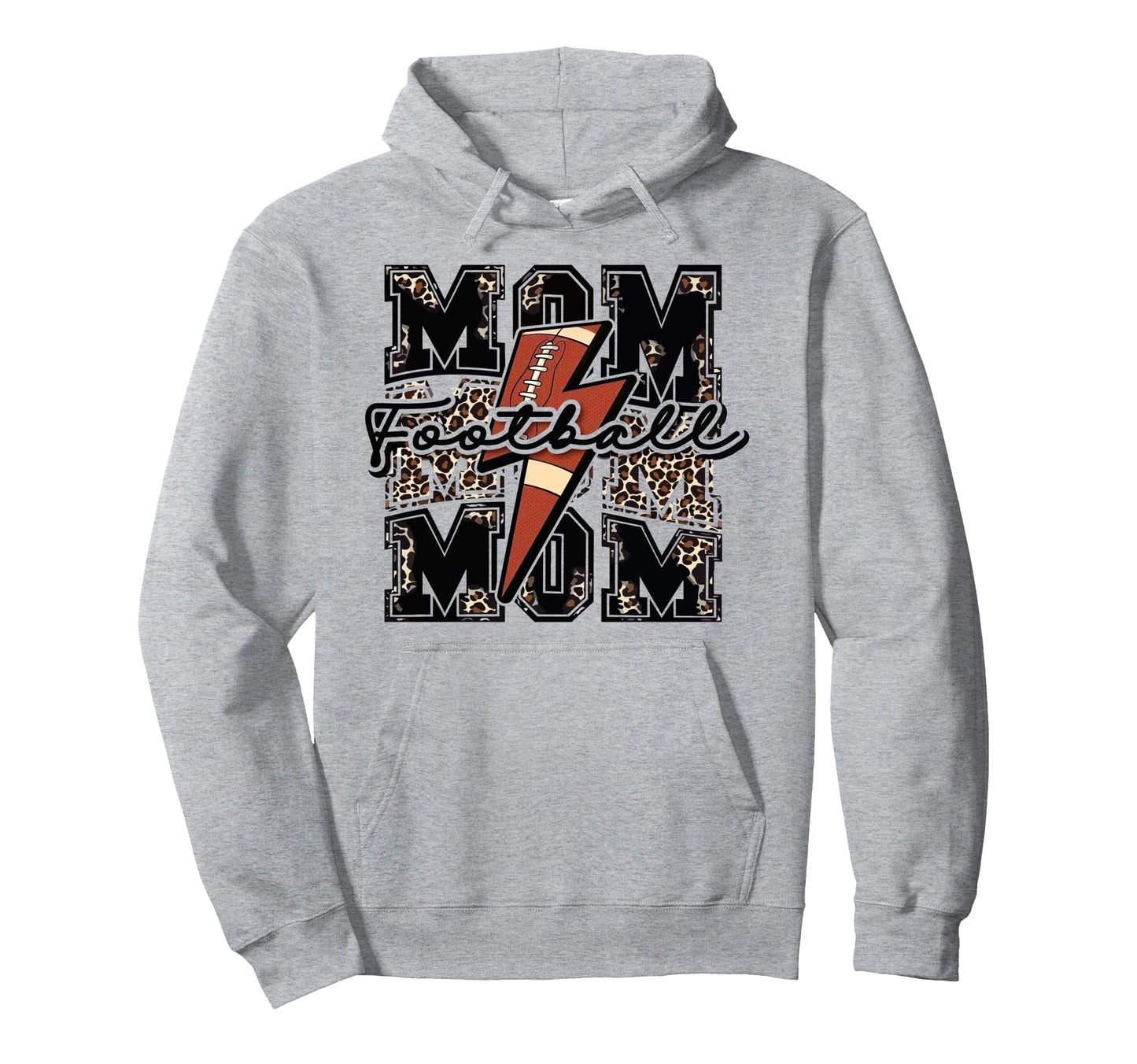 Football Mom Lightning Bolt Leopard Game Hoodie - Trendy Graphic Men Women - T-Shirt, Sweatshirt, Hoodie