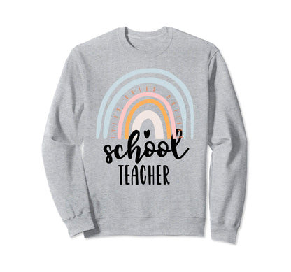 School Teacher Boho Rainbow Sweatshirt - Casual Everyday Wear Unisex - T-Shirt, Sweatshirt, Hoodie