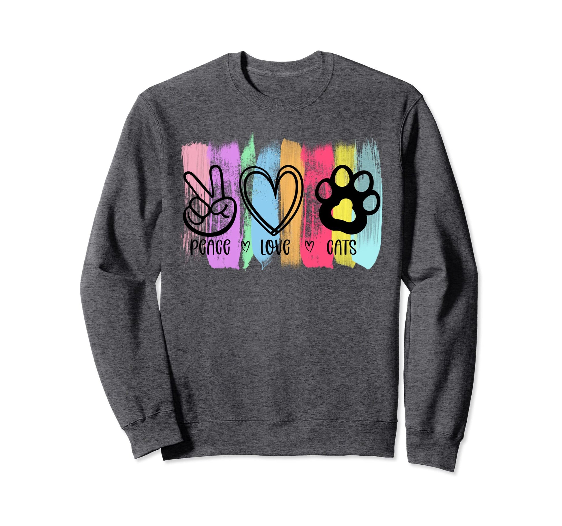 Peace Love Cats Hippy Sweatshirt - Streetwear Style Unisex - T-Shirt, Sweatshirt, Hoodie