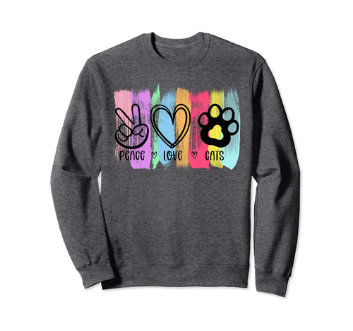 Peace Love Cats Hippy Sweatshirt - Streetwear Style Unisex - T-Shirt, Sweatshirt, Hoodie