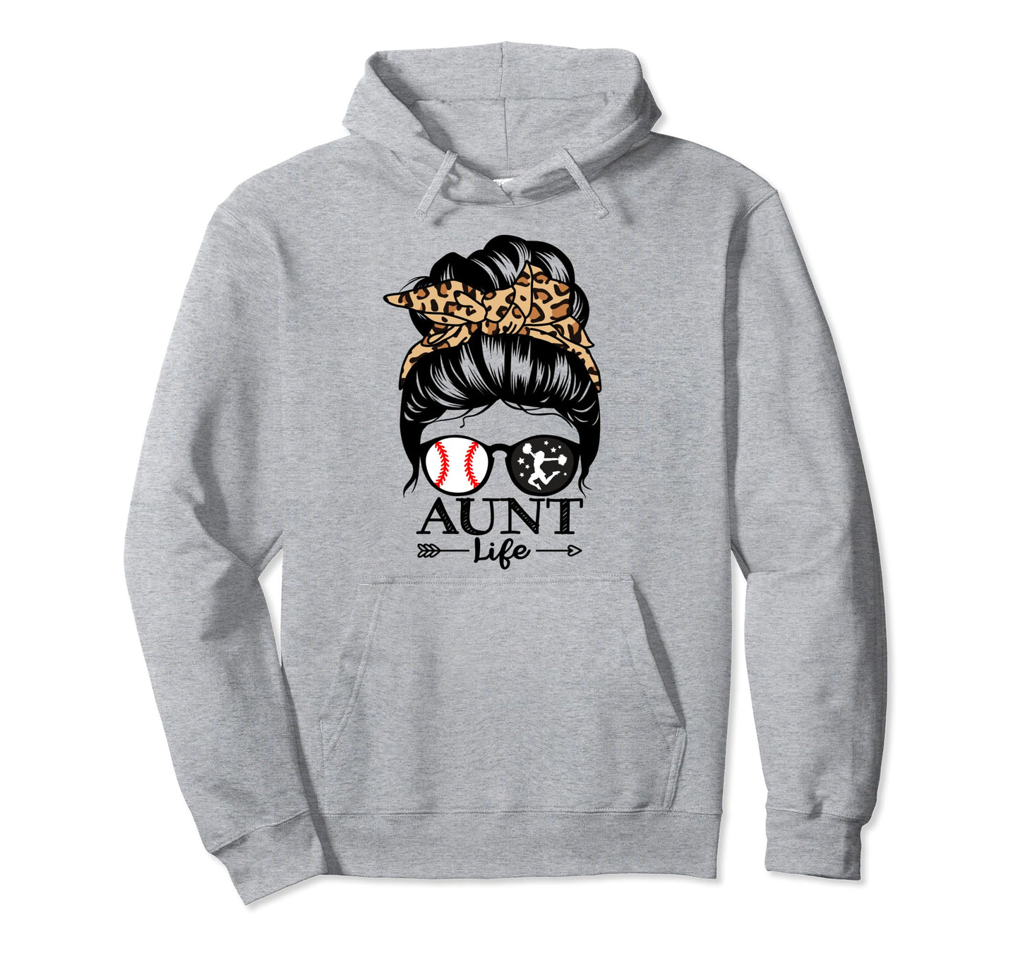 Aunt Life Messy Bun Hair Funny Baseball Hoodie - Trendy Graphic for Adults - T-Shirt, Sweatshirt, Hoodie