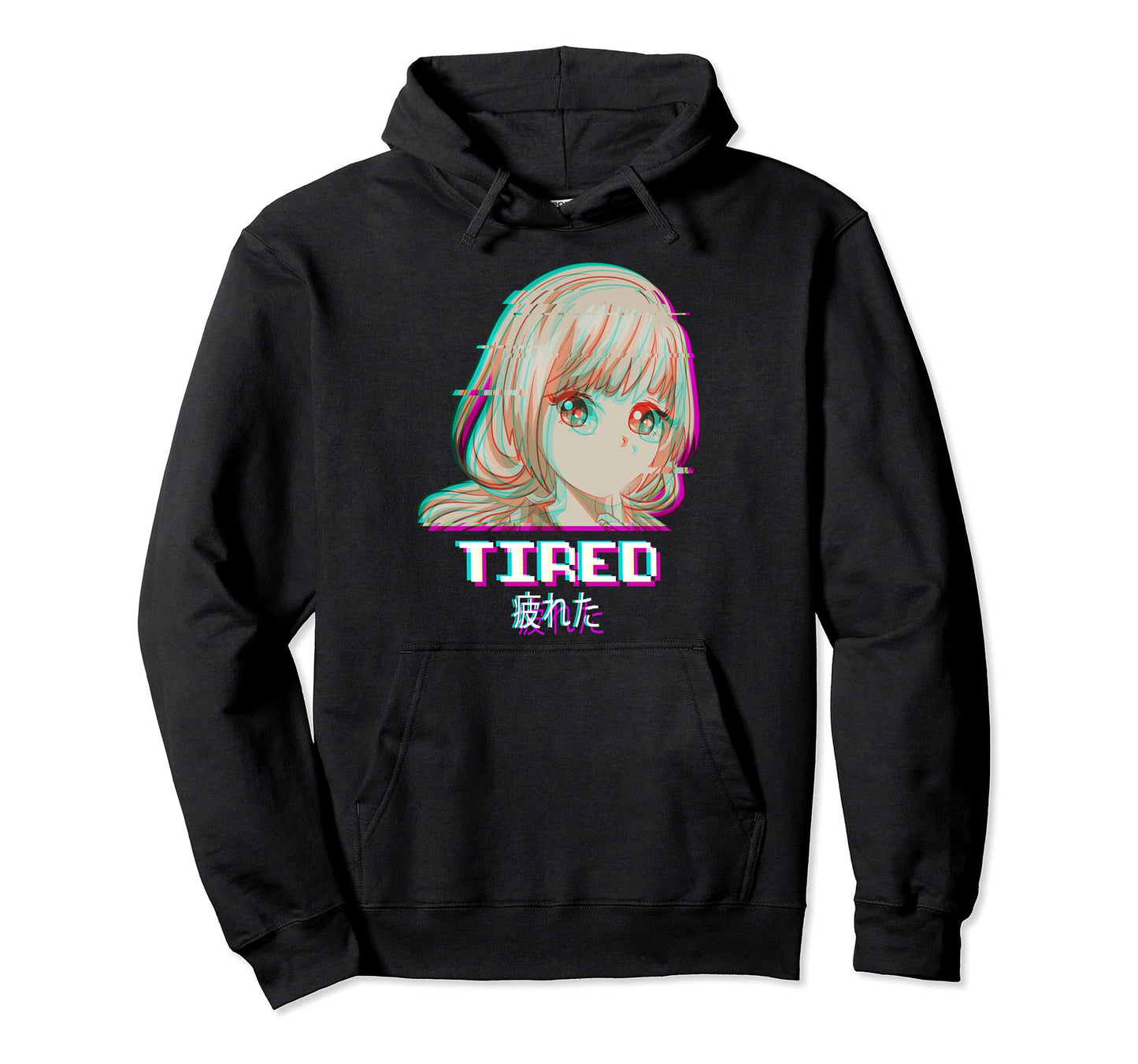Tired Vaporwave Aesthetic Japan Hoodie - Fun Novelty Design for Adults - T-Shirt, Sweatshirt, Hoodie