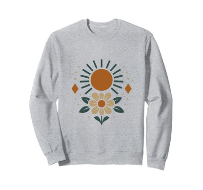 Sun And Flower Geometric Nature Sweatshirt - Trendy Graphic Men Women - T-Shirt, Sweatshirt, Hoodie