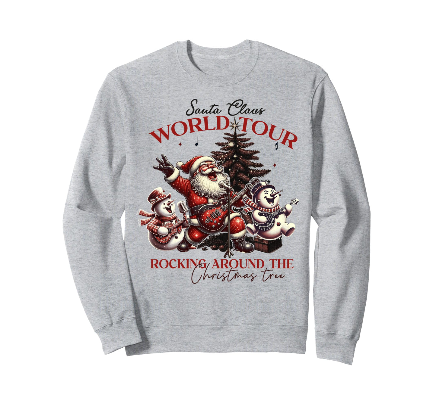 Santa Claus Rocking Around Tree Rock Sweatshirt - Unique Graphic Men Women - T-Shirt, Sweatshirt, Hoodie