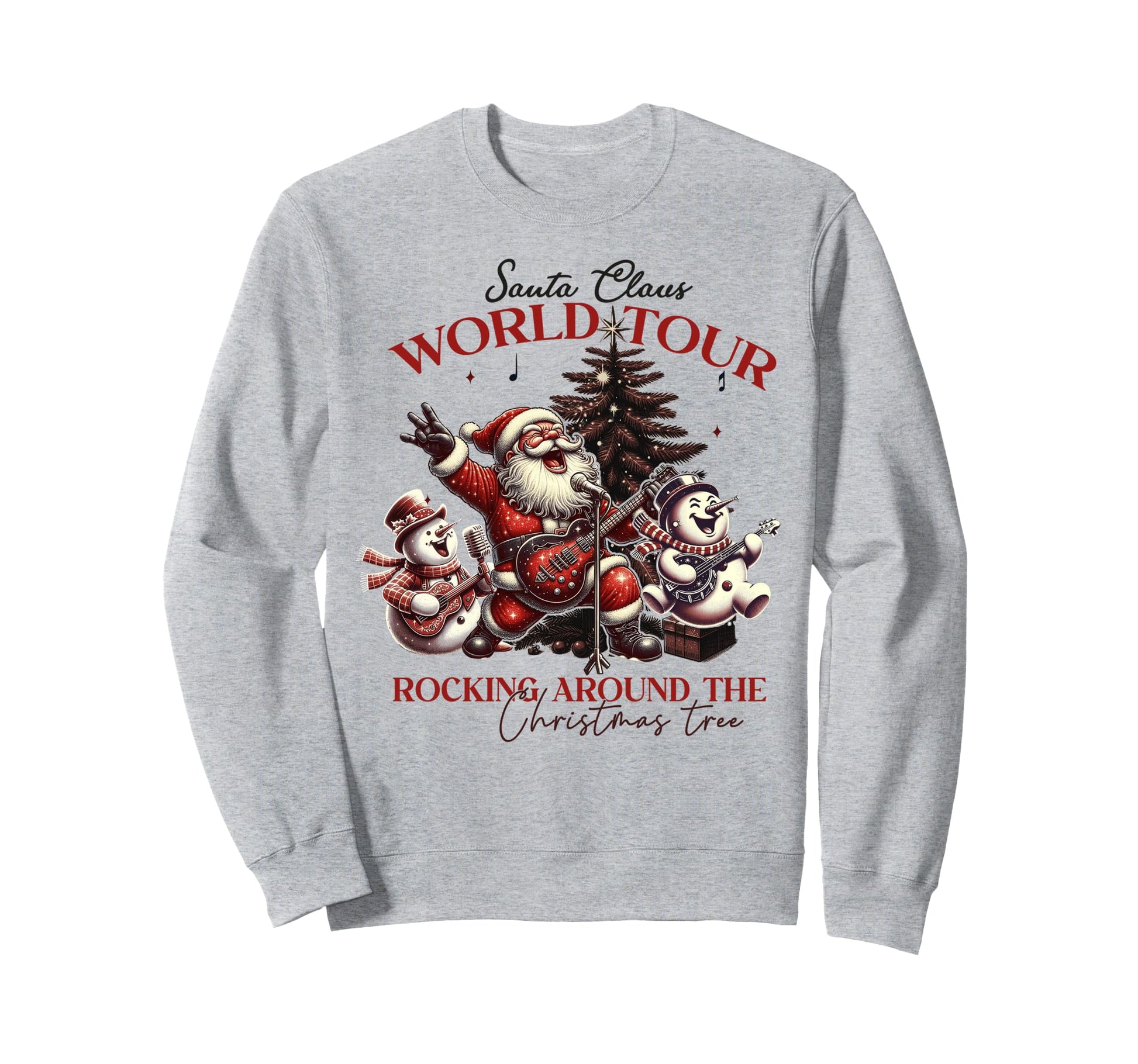 Santa Claus Rocking Around Tree Rock Sweatshirt - Unique Graphic Men Women - T-Shirt, Sweatshirt, Hoodie