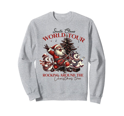 Santa Claus Rocking Around Tree Rock Sweatshirt - Unique Graphic Men Women - T-Shirt, Sweatshirt, Hoodie