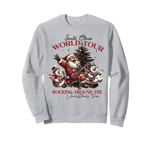 Santa Claus Rocking Around Tree Rock Sweatshirt - Unique Graphic Men Women - T-Shirt, Sweatshirt, Hoodie