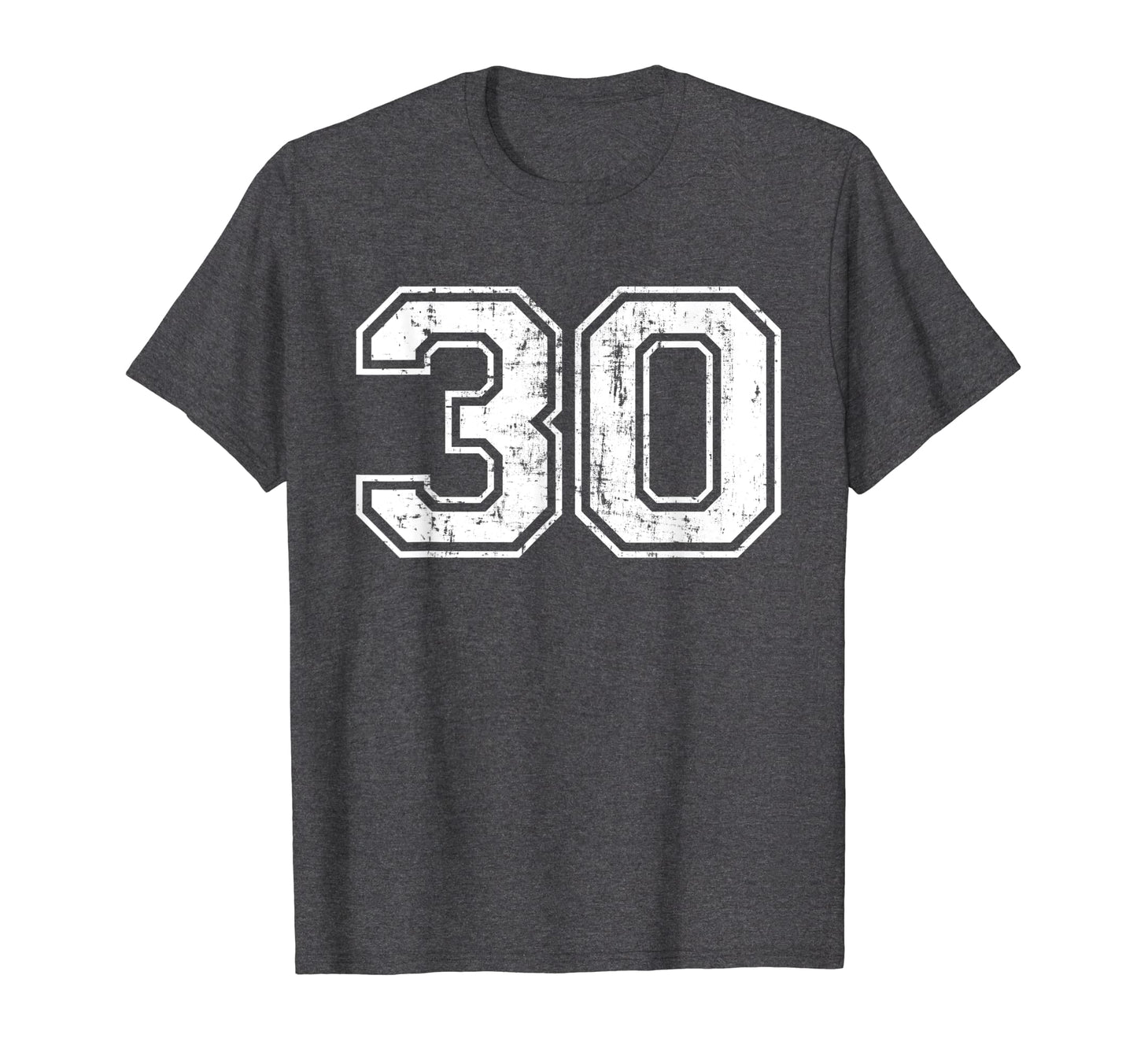 Number 30 Varsity Distressed Sports T-Shirt - Novelty Apparel for Adults - T-Shirt, Sweatshirt, Hoodie