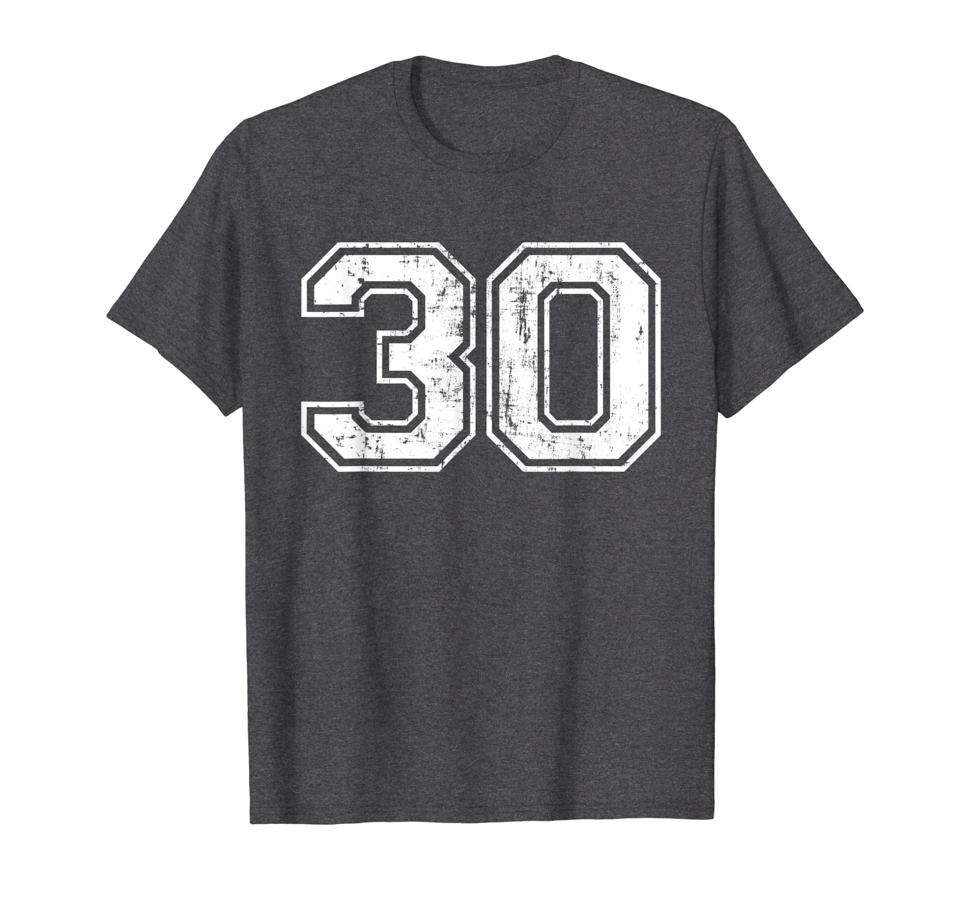 Number 30 Varsity Distressed Sports T-Shirt - Novelty Apparel for Adults - T-Shirt, Sweatshirt, Hoodie