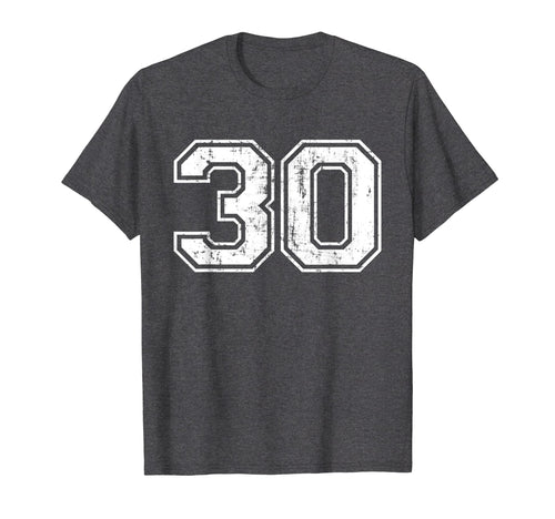 Number 30 Varsity Distressed Sports T-Shirt - Novelty Apparel for Adults - T-Shirt, Sweatshirt, Hoodie