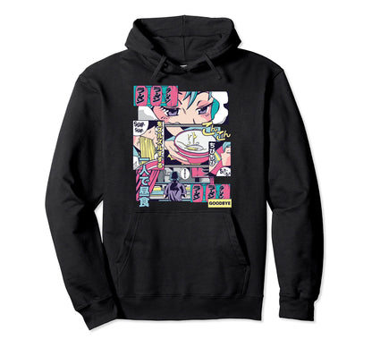 Vaporwave 90S Japanese Anime And Ramen Hoodie - Minimalist Print Unisex - T-Shirt, Sweatshirt, Hoodie