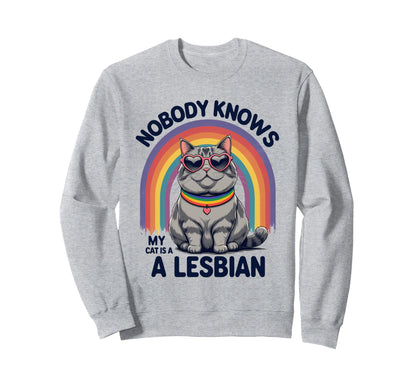 Lesbian Cat Pride Rainbow Funny Lgbtq Sweatshirt - Graphic Print Unisex - T-Shirt, Sweatshirt, Hoodie