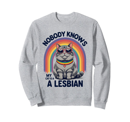 Lesbian Cat Pride Rainbow Funny Lgbtq Sweatshirt - Graphic Print Unisex - T-Shirt, Sweatshirt, Hoodie