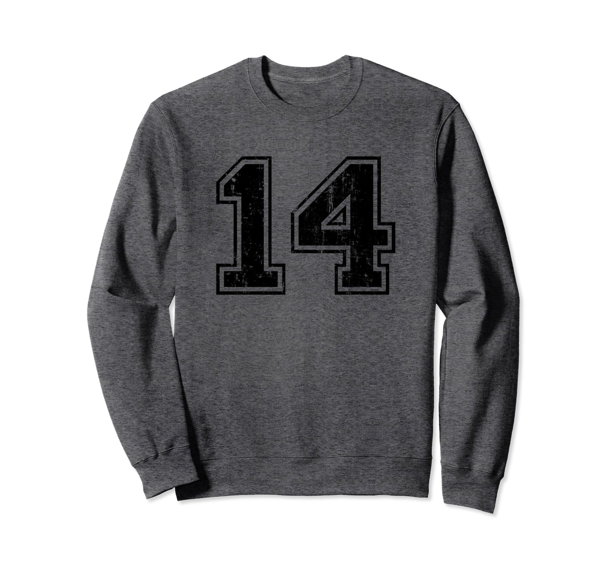 Number 14 Varsity Distressed Sport Sweatshirt - Novelty Apparel for Adults - T-Shirt, Sweatshirt, Hoodie