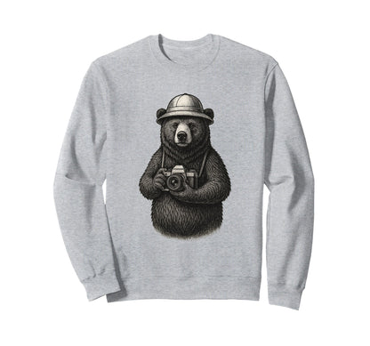 Explorer Bear Camera Adventure Sweatshirt - Trendy Graphic Men Women - T-Shirt, Sweatshirt, Hoodie