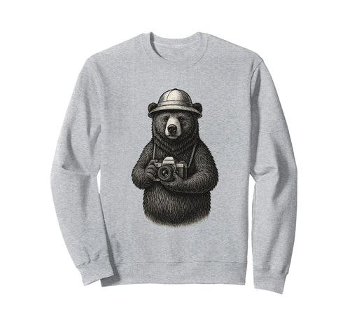 Explorer Bear Camera Adventure Sweatshirt - Trendy Graphic Men Women - T-Shirt, Sweatshirt, Hoodie