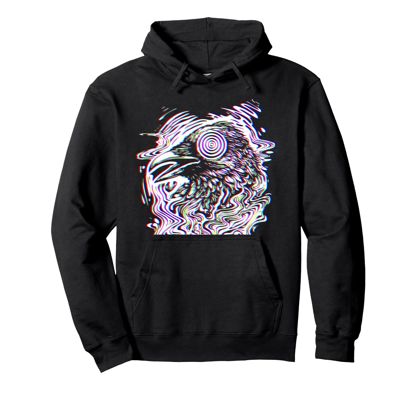 Hypnotic Glitch Raven Trippy Vaporwave Hoodie - Streetwear Style Men Women - T-Shirt, Sweatshirt, Hoodie