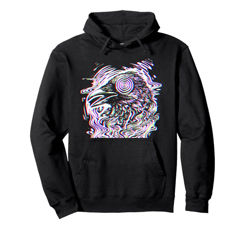 Hypnotic Glitch Raven Trippy Vaporwave Hoodie - Streetwear Style Men Women - T-Shirt, Sweatshirt, Hoodie