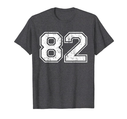 Number 82 Varsity Distressed Sports T-Shirt - Streetwear Style Men Women - T-Shirt, Sweatshirt, Hoodie