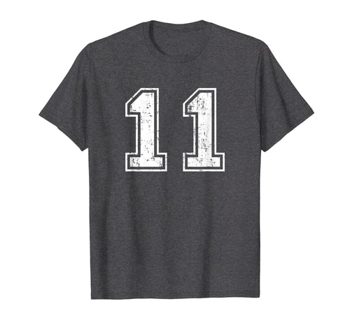 Number 11 Varsity Distressed Sports Team T-Shirt - Graphic Print Men Women - T-Shirt, Sweatshirt, Hoodie